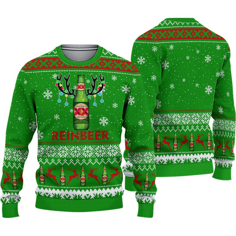 3d Dos Equis Reinbeer Christmas Sweater — Chandails pour hommes