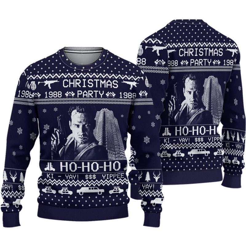 Die Hard Logo 3d Christmas Ugly Sweater — Chandails pour hommes
