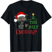 Is This Jolly Enough Cat Christmas Lights Bored Cat Funny T-shirt — Mens T Shirts