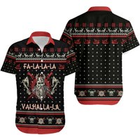 Viking Valhalla Black And Red Christmas Hawaiian Shirt