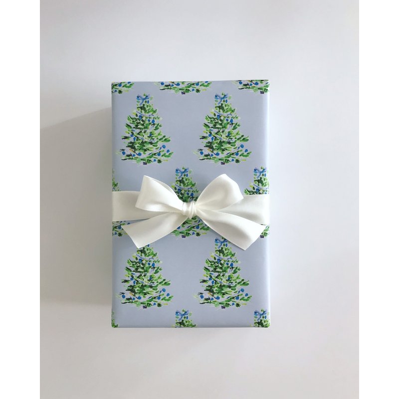 Wrapping Paper: Oh Christmas Tree Blue — Papier cadeau et fêtes