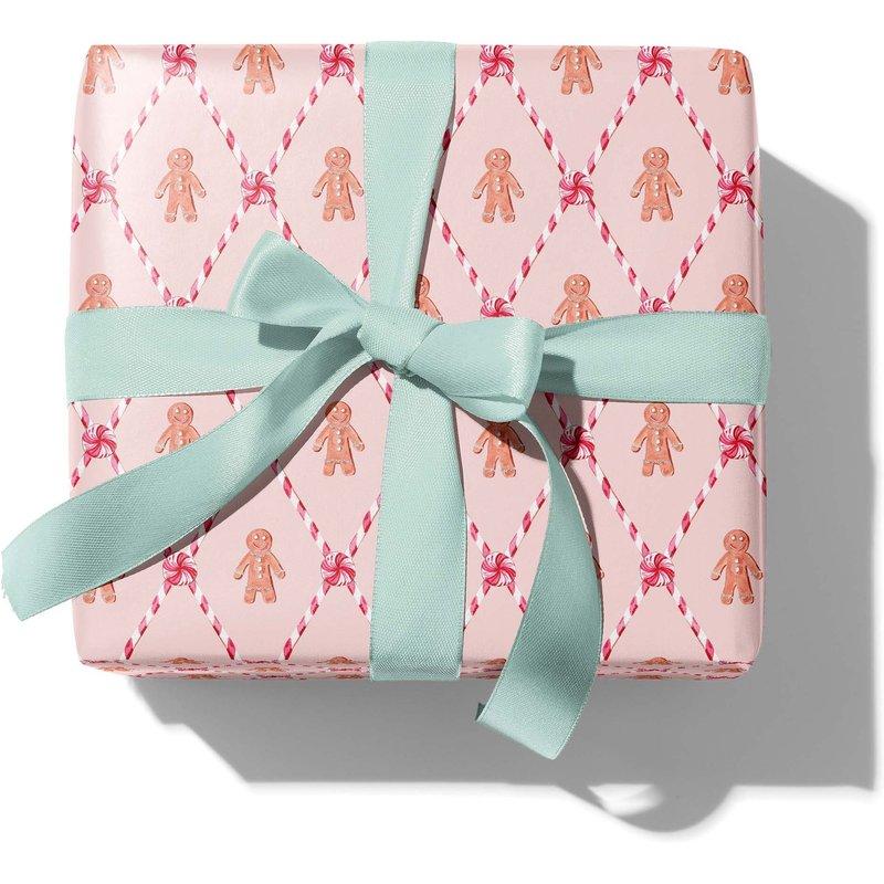 Blush Pink Gingerbread Peppermint Gift Wrap | Preppy Holiday — Papier cadeau et fêtes