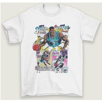 Charlotte Hornets Shirt Larry Johnson Vintage Comic Art T-shirt — T-shirts pour hommes