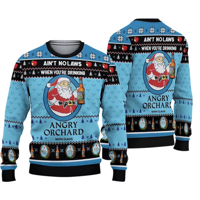 When Youre Drinking Angry Orchard With Santa Claus Ugly Sweater 3d