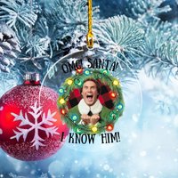 Buddy The Elf Omg! Santa I Know Him Acrylic Ornament, Christmas Movie Elf Ornament — Ornaments