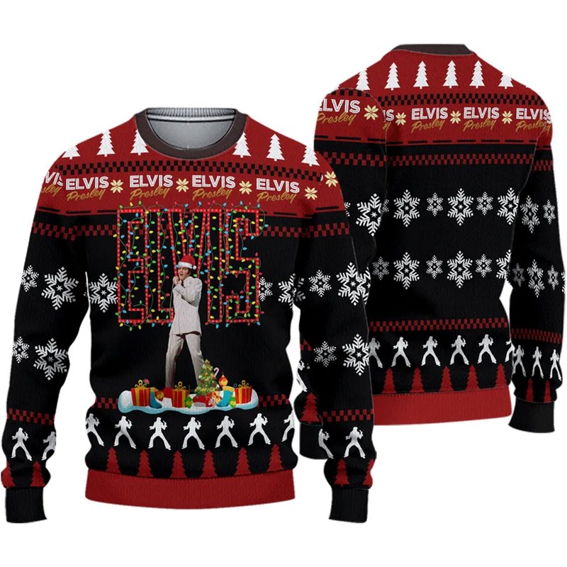 Elvis Presley Christmas Without You 2022 Ugly Sweater — Chandails pour hommes