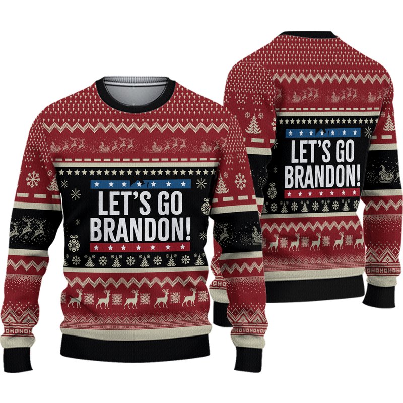 Let's Go Brandon Ugly Christmas Sweater, Ugly Christmas Sweater — Chandails pour hommes