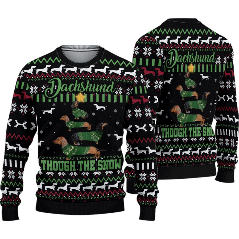 Dachshund Dog Ugly Christmas Sweater — Chandails pour hommes