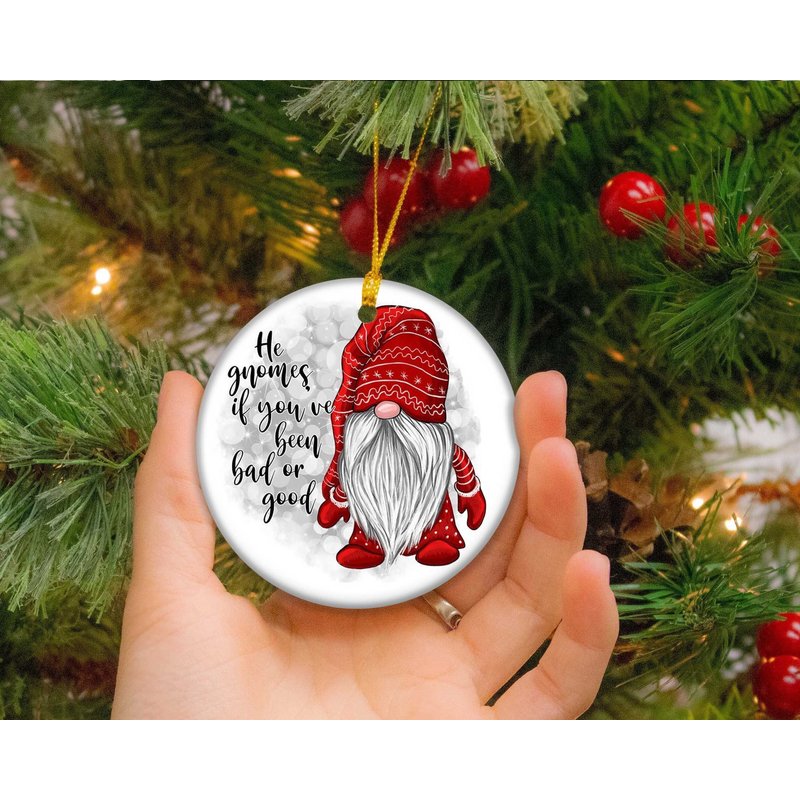 Gnome Family Gift, Good Christmas Ornament, Gnome Christmas — Ornaments