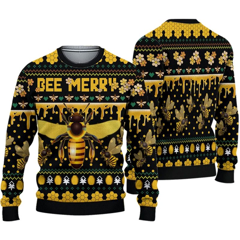 Bee Merry Ugly Knitted Christmas Sweater — Chandails pour hommes