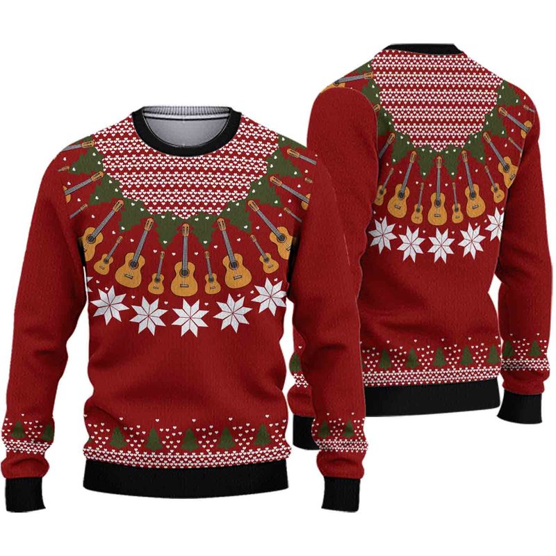 Guitar Classic Ugly Knitted Christmas Sweater — Chandails pour hommes