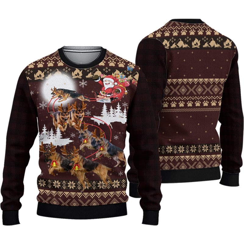 German Shepherd Ugly Knitted Christmas Sweater — Chandails pour hommes