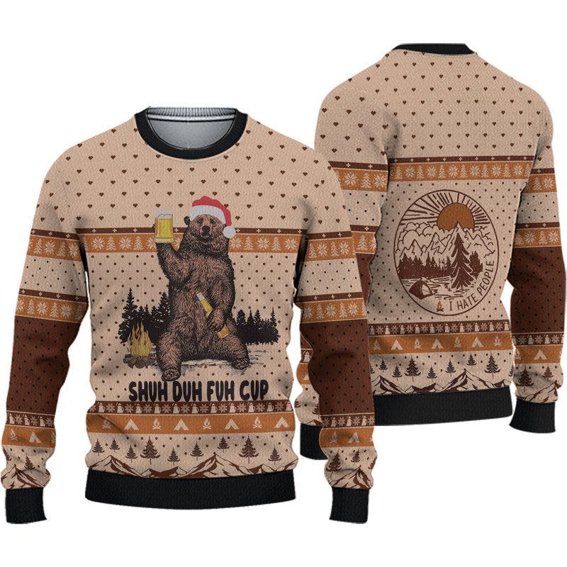 Shuh Duh Fuh Cup Bear Ugly Knitted Christmas Sweater