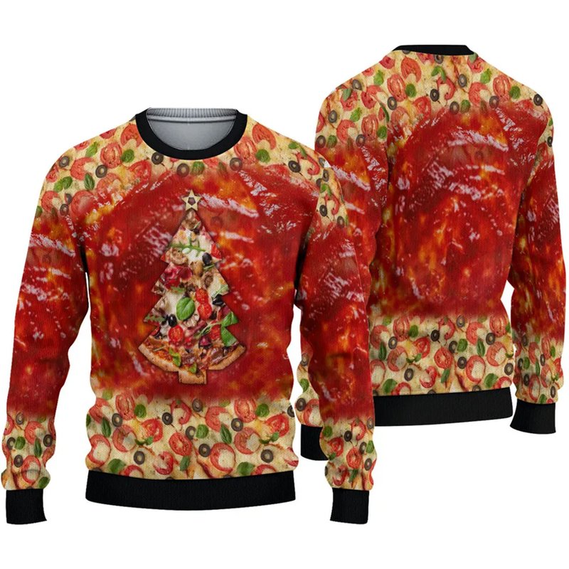 Pizza Ugly Knitted Christmas Sweater — Chandails pour hommes