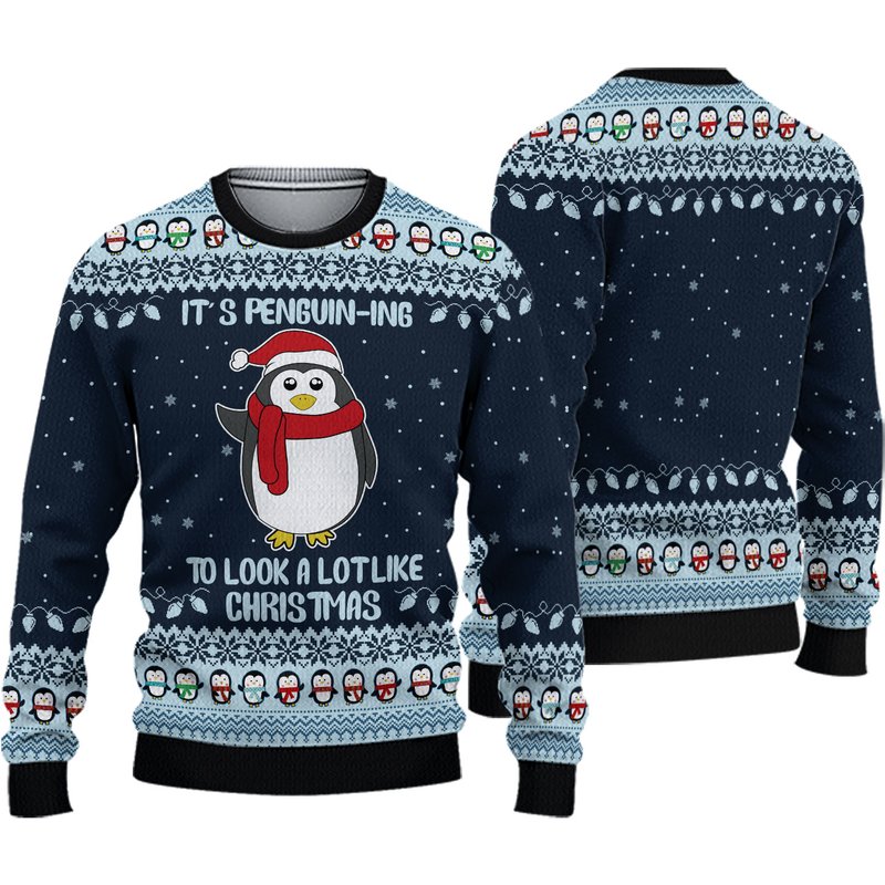 It's Penguining To Look A Lot Like Christmas Penguin Sweater — Chandails pour hommes
