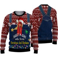 Chicken Just A Girl Who Loves Chickens Ugly Knitted Christmas Sweater