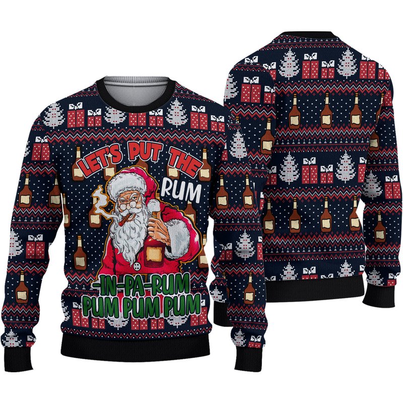 Rum Christmas Ugly Knitted Christmas Sweater — Chandails pour hommes