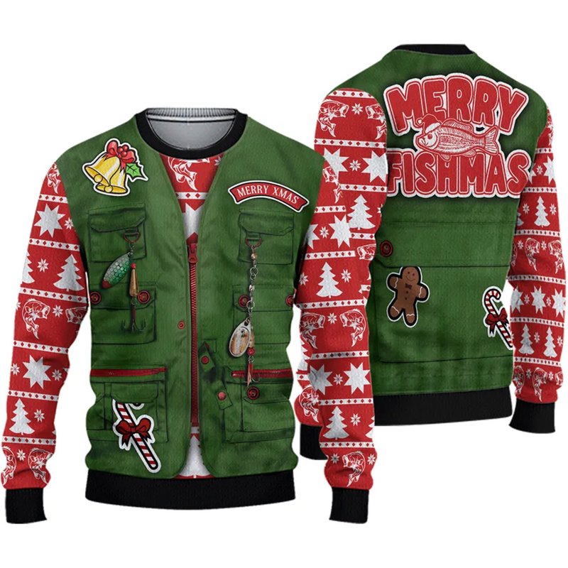 Merry Fishmas Ugly Knitted Christmas — Sweats à capuche pour hommes
