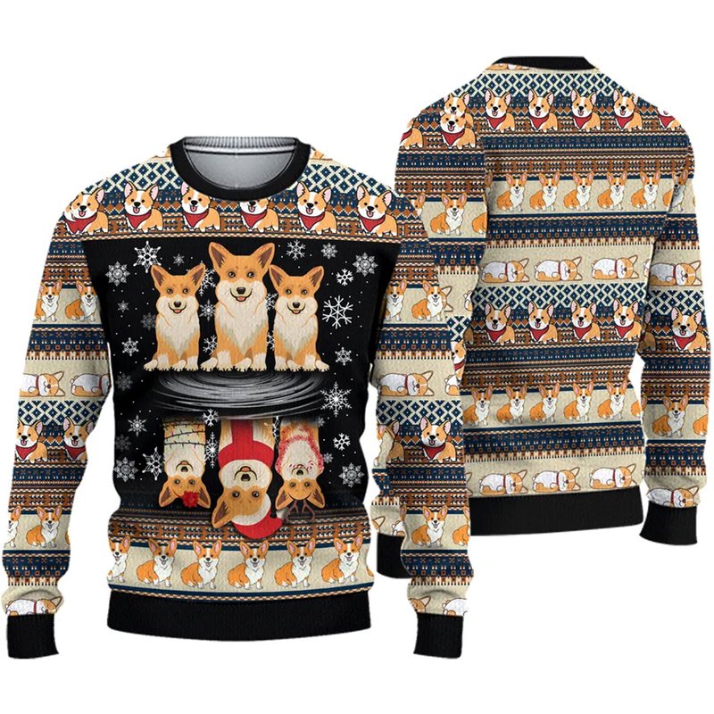 Corgi Ugly Knitted Christmas Sweater — Chandails pour hommes