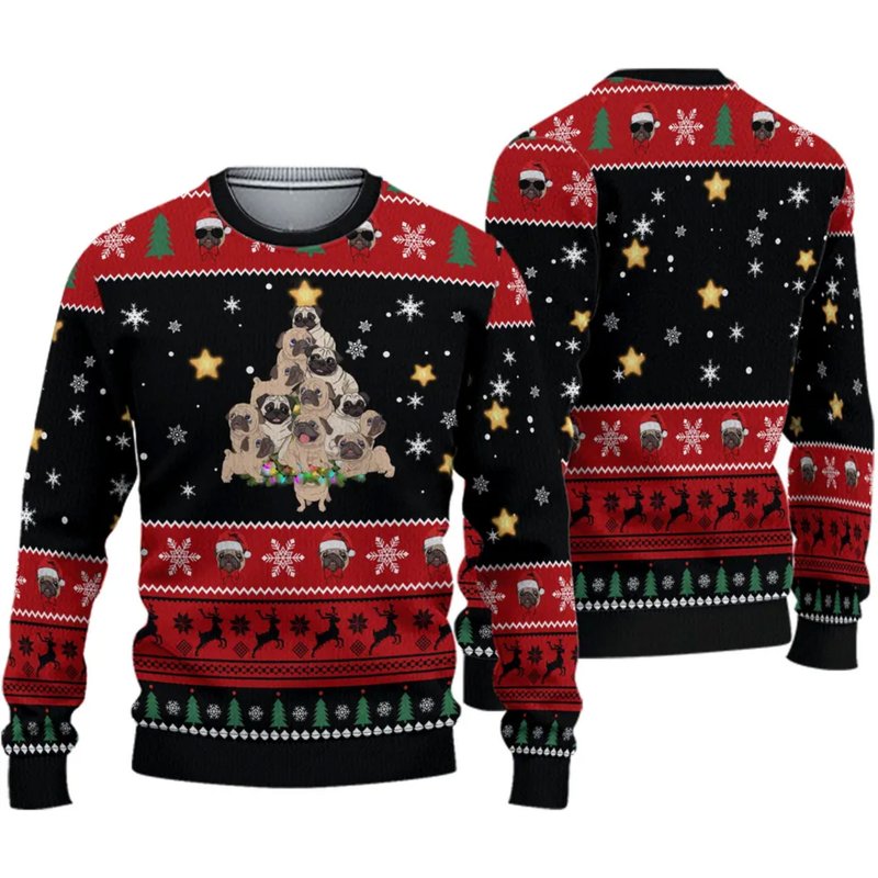 Pug Christmas Ugly Knitted Christmas Sweater