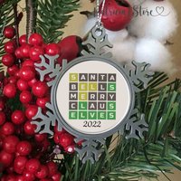 Personalized Wordle Snowflake Ornament, Wordle Games, Christmas Ornament