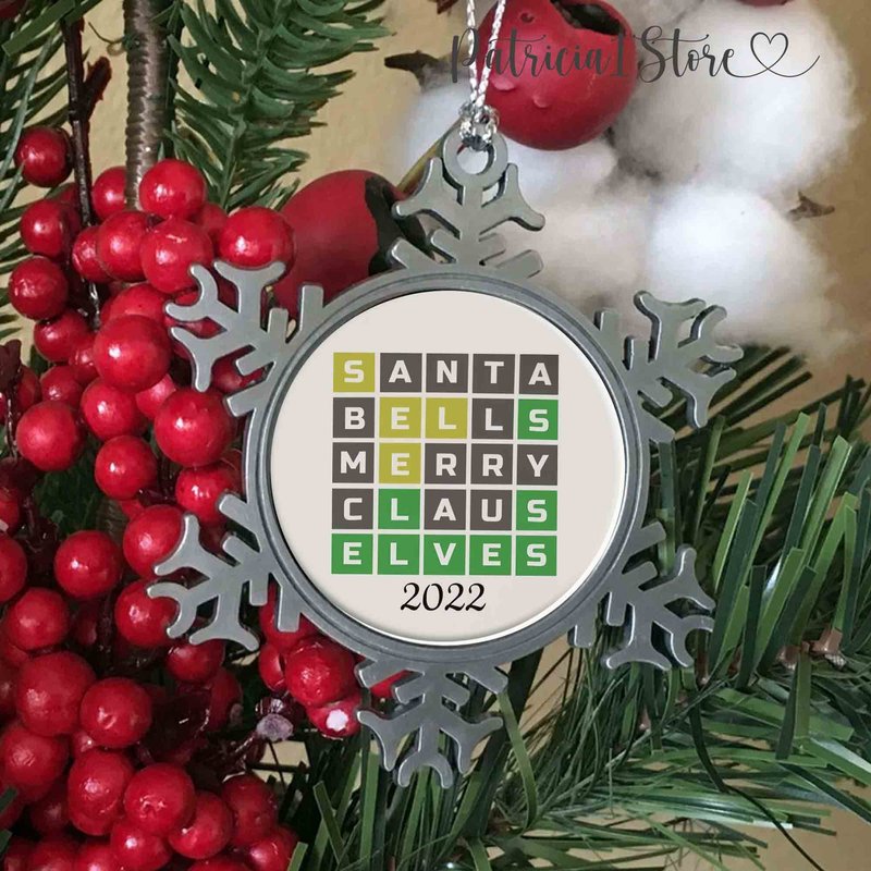 Personalized Wordle Snowflake Ornament, Wordle Games, Christmas Ornament — Ornements