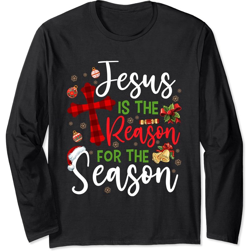 Jesus Is The Reason For The Season Christmas Family Pajamas Long Sleeve — T-shirts pour hommes