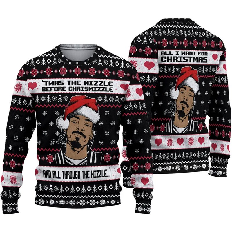Christmas Ugly Sweater, Snoop Dogg Ugly Sweater — Chandails pour hommes