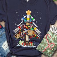 Artist Christmas Tree Shirt, Christmas Art Teacher Shirt