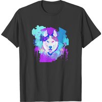 Colorful Husky Dog Watercolor Artwork T-shirt
