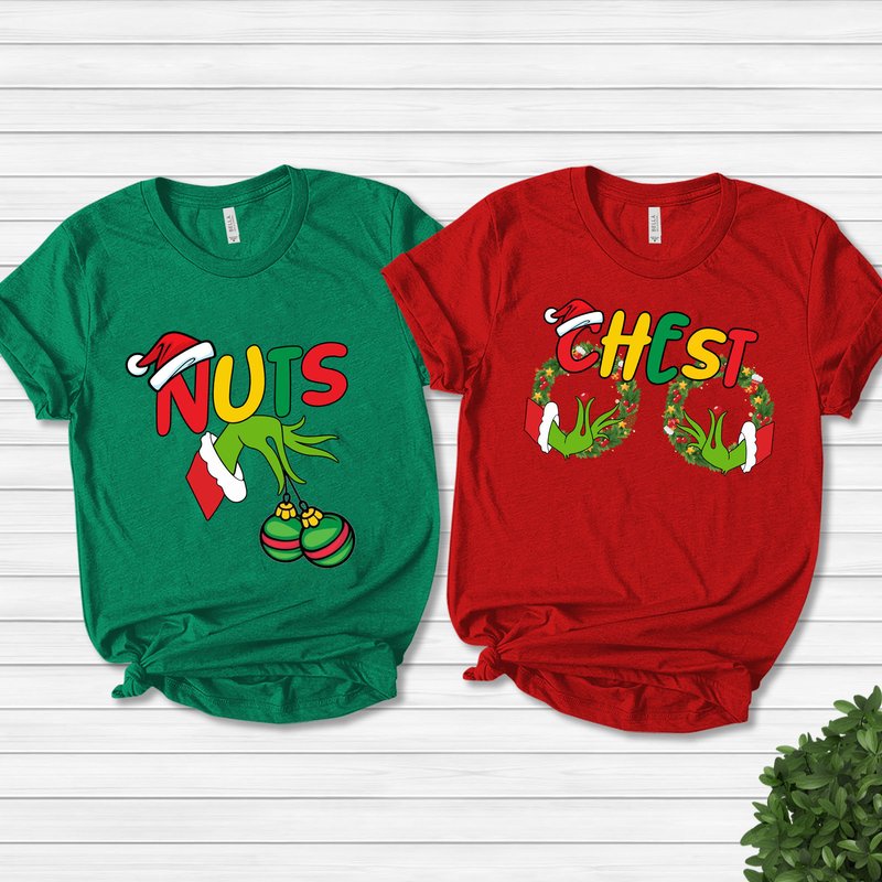 Chest And Nuts Couples Christmas Shirt, Christmas Shirt — T-shirts pour hommes