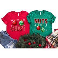 Chest Nuts Matching Chestnuts Plaid Christmas Couples Shirt — T-shirts pour hommes