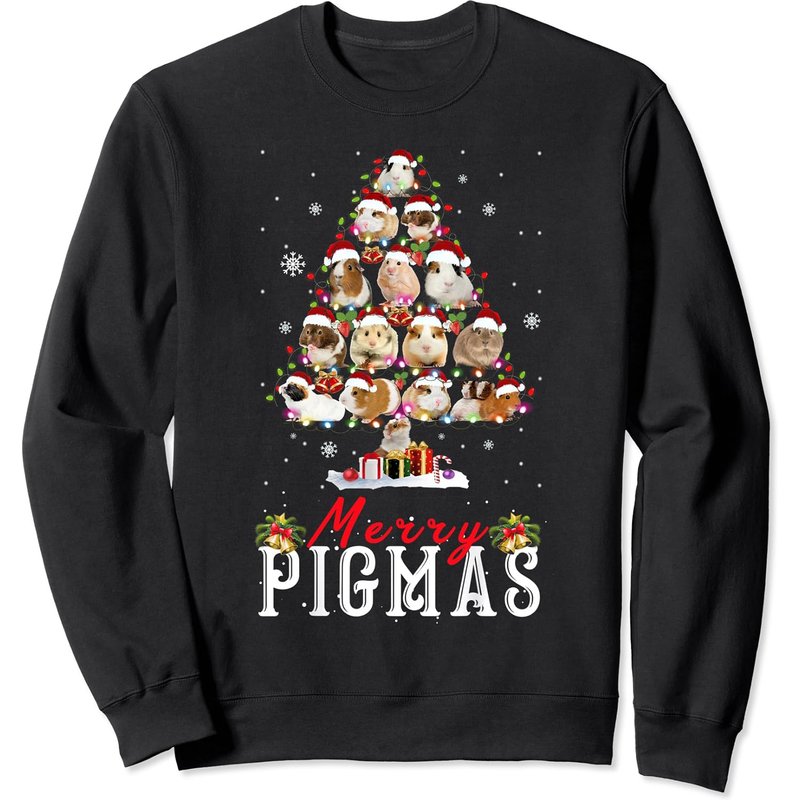 Merry Pigmas Funny Guinea Pig Christmas Tree Cute Sweatshirt — Sweats à capuche pour hommes