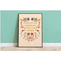 Listen To The Wind Blow Watch The Sunrise Print // Fleetwood Mac Lyrics Poster