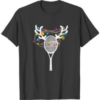 Tennis Christmas Gift Christmas Lights Tennis Racket Funny Xmas T-shirts — T-shirts pour hommes