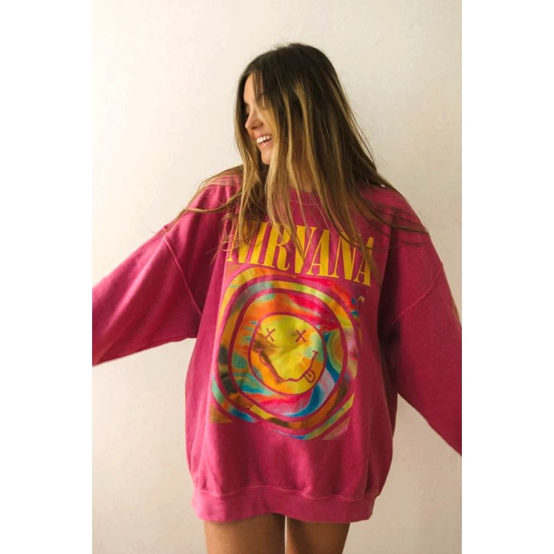 Nlrvana Smiley Sweatshirt, Nlrvana Aesthetic Smiley Sweatshirt — Sweats à capuche pour hommes