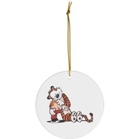 Calvin And Hobbes Round Ceramic Ornaments