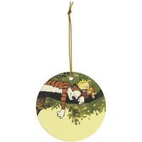 Calvin And Hobbes Round Ceramic Ornaments