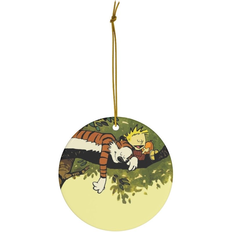 Calvin And Hobbes Round Ceramic Ornaments