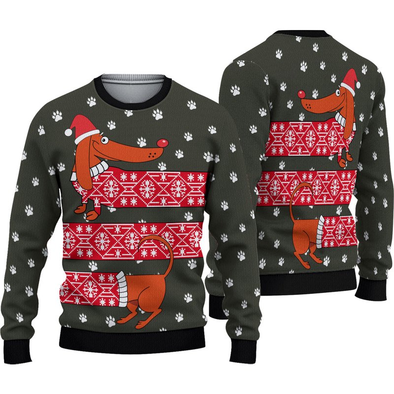 Dachshund Sweater, Christmas Ugly Christmas Sweater — Chandails pour hommes