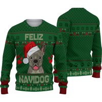 French Bulldog Feliz Navidog Ugly Wool Knitted Sweater