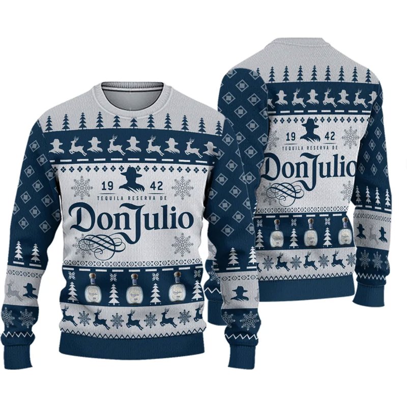 Don Julio Tequila Blue Sweater, Don Julio Tequila Blue Christmas Ugly Sweater — Chandails pour hommes