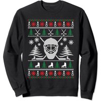 Ugly Sweater Christmas Helmet Ice Hockey For Hockey Lovers Sweatshirt — Sweats à capuche pour hommes