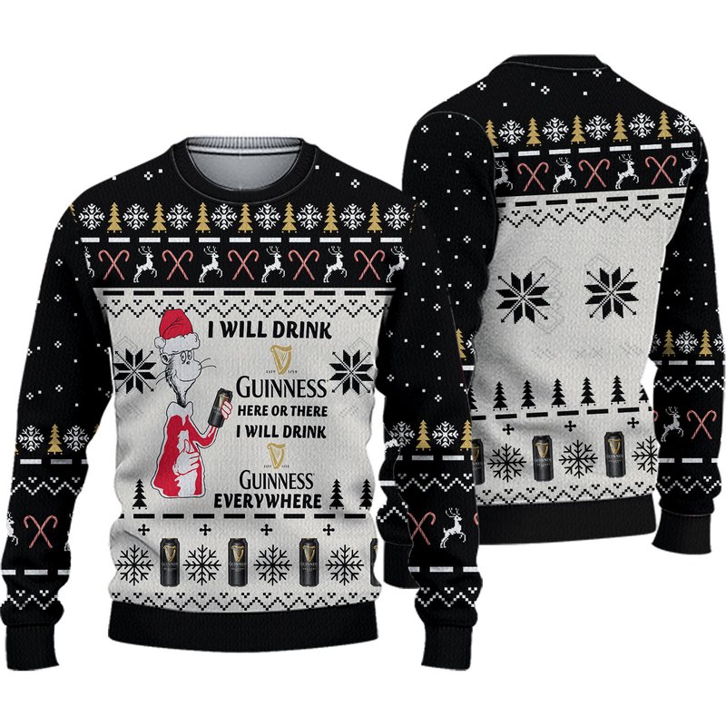 I Will Drink Guinness Everywhere Christmas Ugly Sweater — Chandails pour hommes