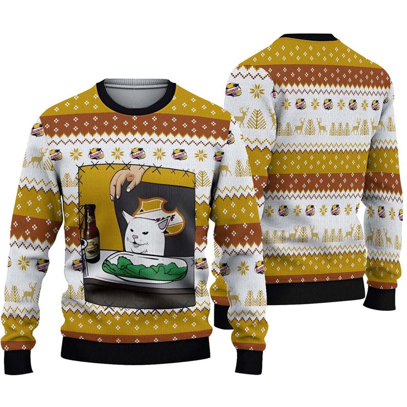 Falstaff Beer Cat Meme Christmas Ugly Sweater — Chandails pour hommes