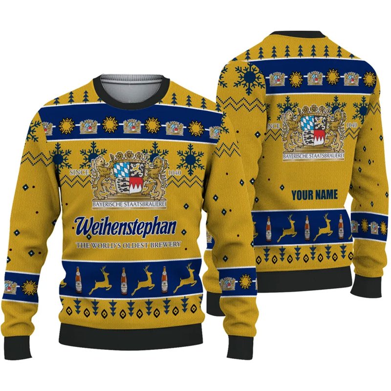 Personalized Funny Weihenstephan Beer Ugly Christmas 3d Sweater
