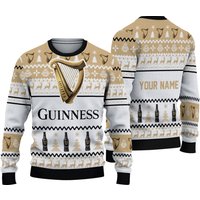 Personalized Guinness Beer Spirit Christmas Ugly Sweater, Ugly Xmas 3d Sweater