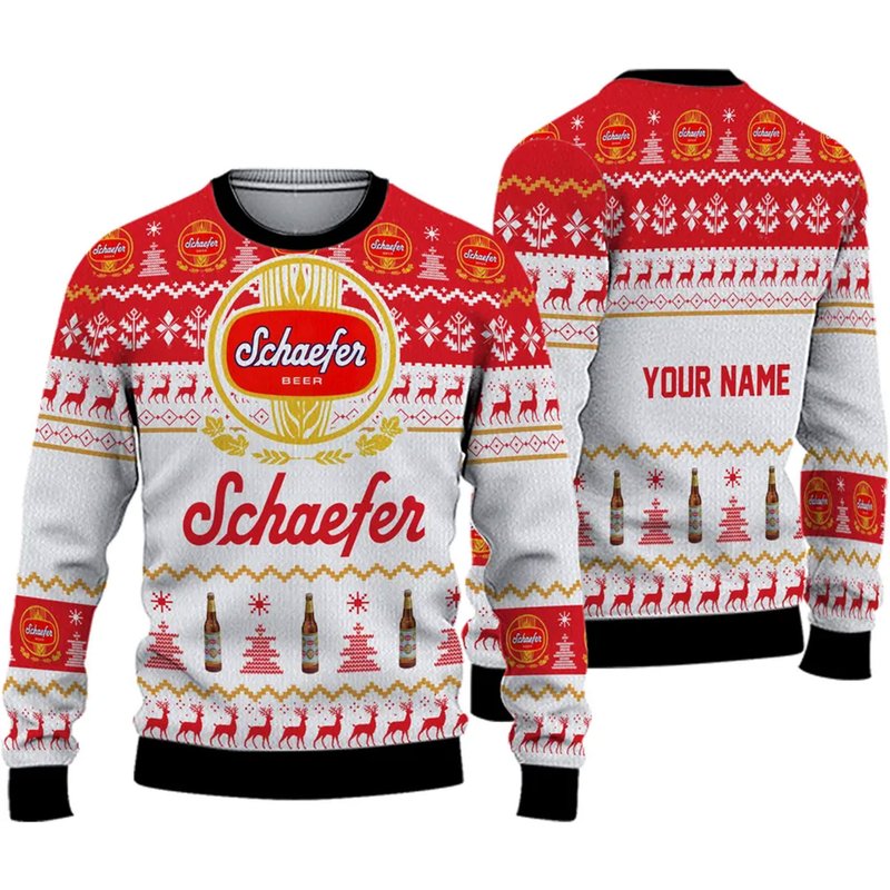 Personalized Schaefer Beer Ugly Christmas Sweater — Mens Hoodies