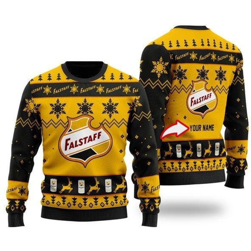 Personalized Funny Falstaff Beer Ugly Christmas Sweater Ugly Christmas 3d Sweater — Chandails pour hommes