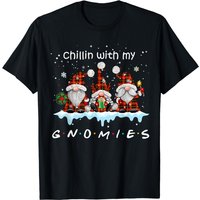 Chilling With My Gnomies Santa Gnome Christmas Light Xmas T-shirt — T-shirts pour hommes